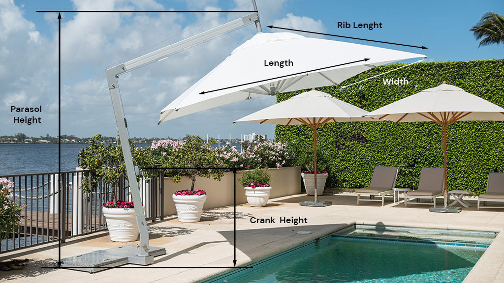 shape and size guide for commercial parasols