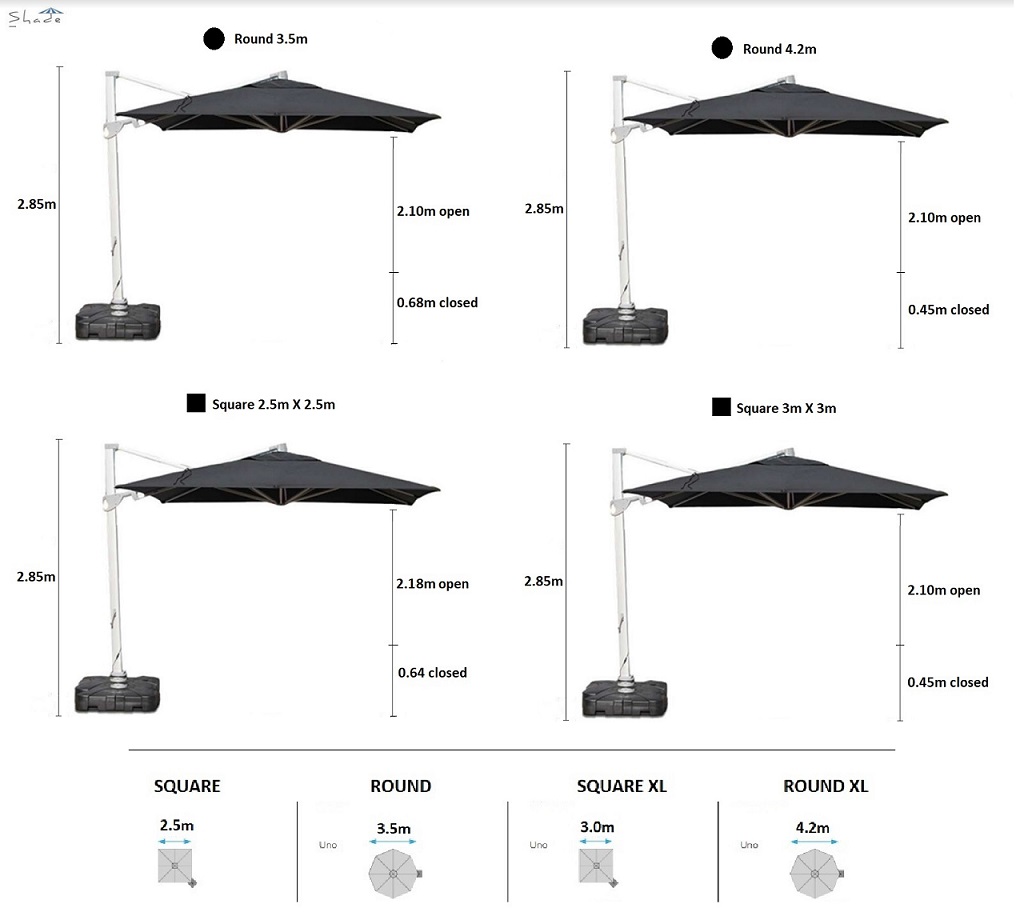 shapes and sizes for parasol